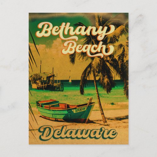Bethany Beach Delaware Palm Trees Vintage 80s Postcard