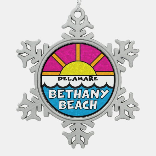 Bethany Beach Delaware Snowflake Pewter Christmas Ornament