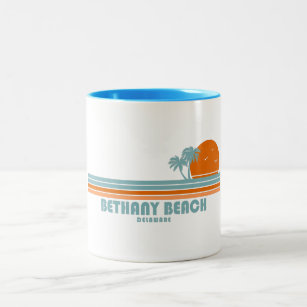 Bethany Beach Delaware Sun Palm Trees Two-Tone Coffee Mug