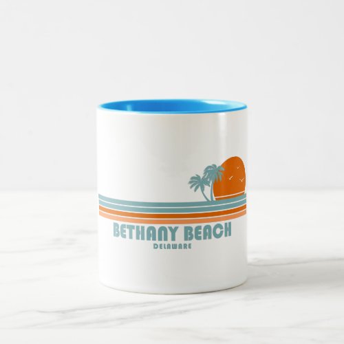 Bethany Beach Delaware Sun Palm Trees Two_Tone Coffee Mug