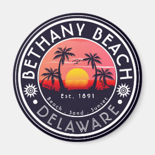 Bethany beach Delaware Sunset Beach Palm Tree 80s Magnet