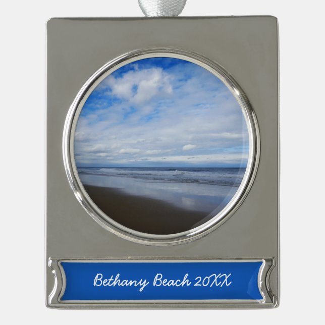 Bethany Beach I Silver Plated Banner Ornament (Front)