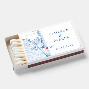 Bethany Beach Map Elegant Navy Blue Wedding Favor Matchboxes