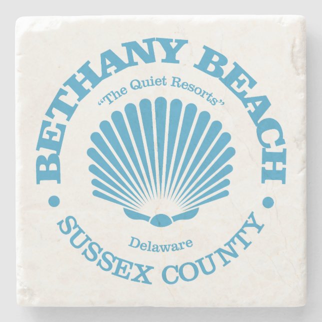 Bethany Beach (seashell) Stone Coaster (Front)