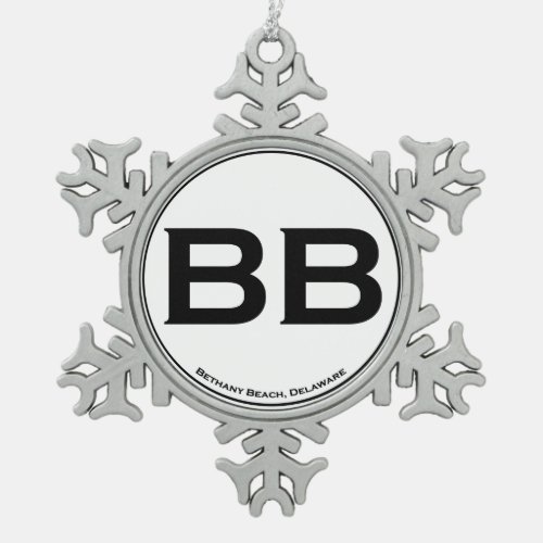 Bethany Beach Snowflake Pewter Christmas Ornament