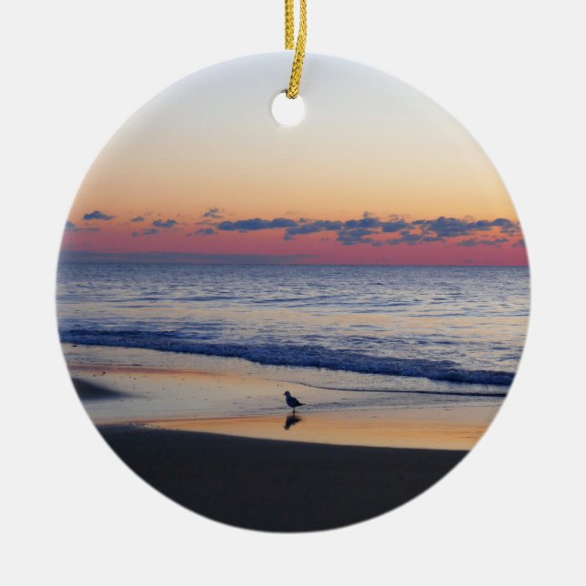 Bethany Beach Sunrise I Ceramic Ornament (Front)