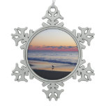 Bethany Beach Sunrise I Snowflake Pewter Christmas Ornament