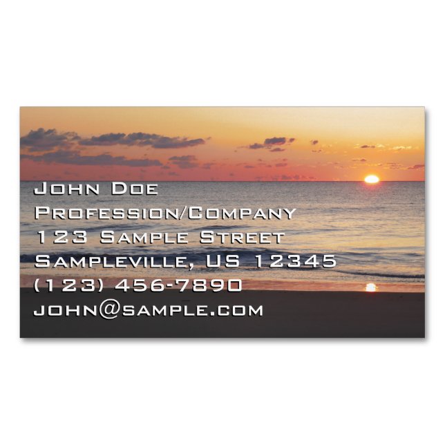 Bethany Beach Sunrise II Business Card Magnet (Front)
