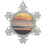 Bethany Beach Sunrise II Snowflake Pewter Christmas Ornament