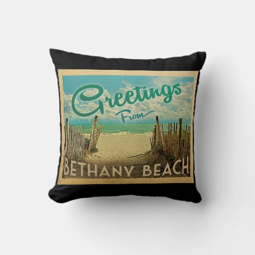 Bethany Beach Vintage Travel Throw Pillow