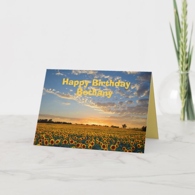 Bethany Happy Birthday Sunflowers at Sunset Card (Front)