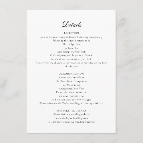 Bethany Wedding Details Enclosure Card with Map