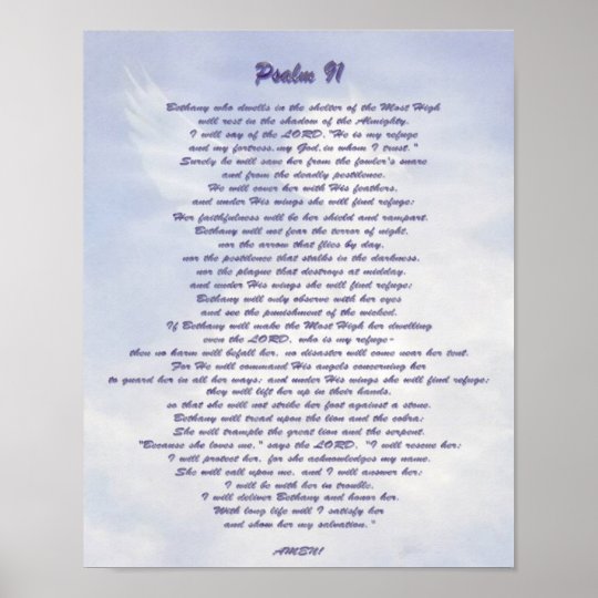 Bethany's refuge Psalm 91 NIV Poster | Zazzle.com