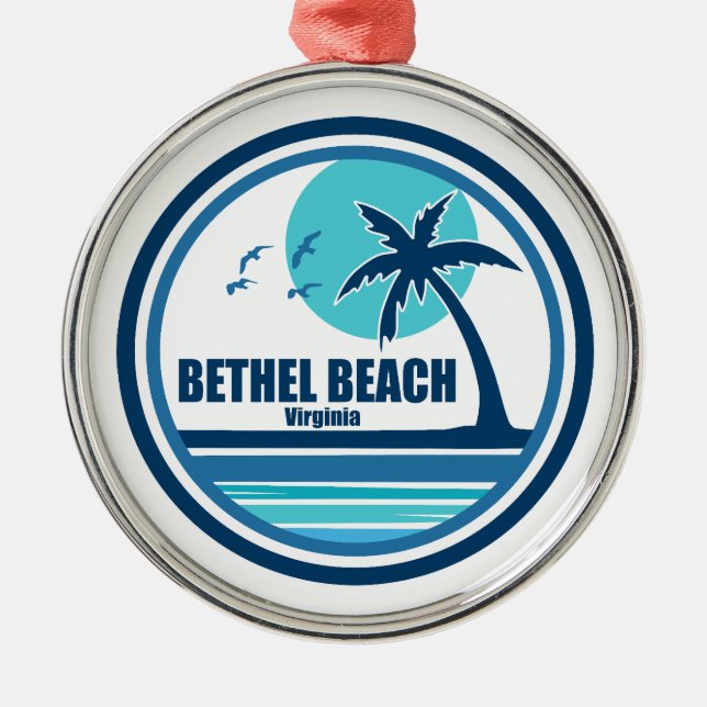 Bethel Beach Virginia Palm Tree Birds Metal Ornament (Front)