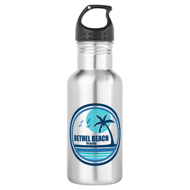Bethel Beach Virginia Palm Tree Birds Stainless Steel Water Bottle (Front)