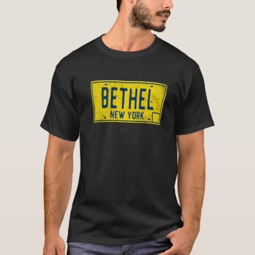 Bethel NY New York Upstate Home Town License Plate T_Shirt