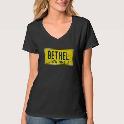 Bethel NY New York Upstate Home Town License Plate T_Shirt