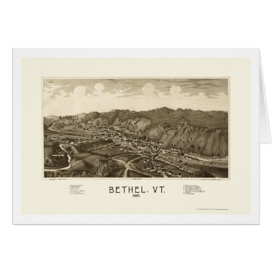 Bethel, VT Panoramic Map - 1886 Cards (Front Horizontal)