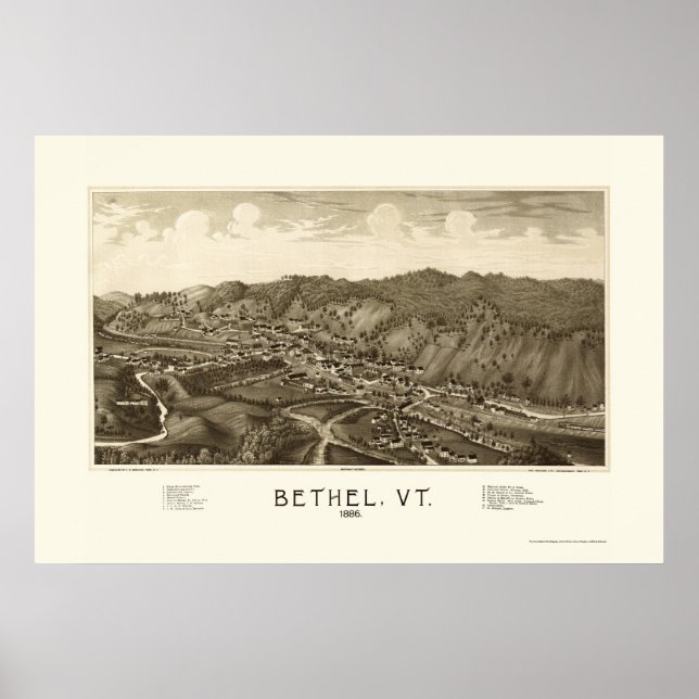 Bethel, VT Panoramic Map - 1886 Poster (Front)