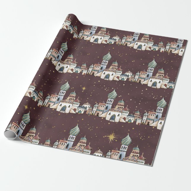 Bethlehem Christmas Wrapping Paper (Unrolled)