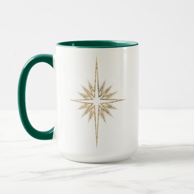 Bethlehem Nativity Star Scripture Green Christmas  Mug (Left)