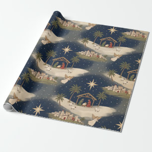 Bethlehem Nativity Starry Night Angels & Holy Wrapping Paper