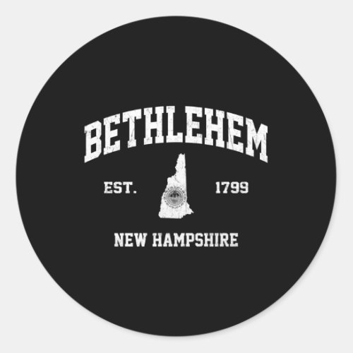 Bethlehem New Hampshire Nh State Athletic Style Classic Round Sticker
