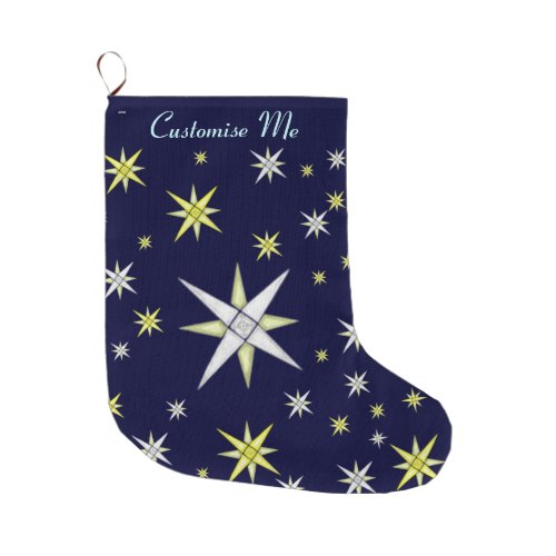 Bethlehem Night Shining Stars Large Christmas Stocking