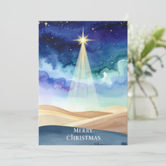 Bethlehem Night Sky Star Merry Christmas Holiday  Card