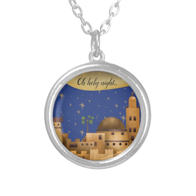 Bethlehem Oh Holy Night Silver Plated Necklace (Front)