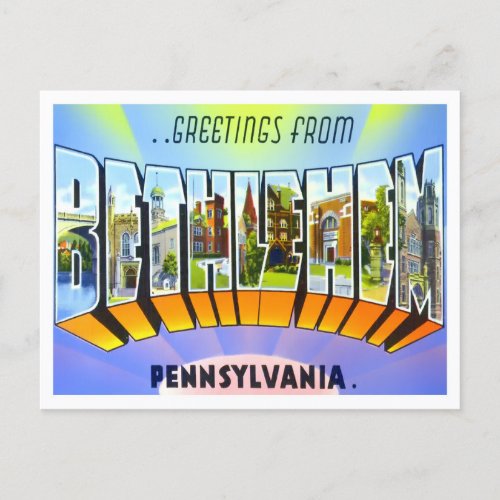 Bethlehem Pennsylvania Vintage Big Letters Postcard