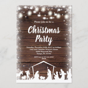 Bethlehem Rustic Country Christmas Holiday Party Invitation