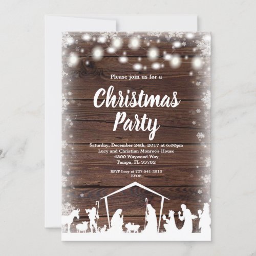 Bethlehem Rustic Country Christmas Holiday Party Invitation