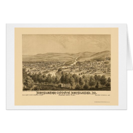 Bethlehem & South Bethlehem, PA Panoramic Map 1877 (Front Horizontal)