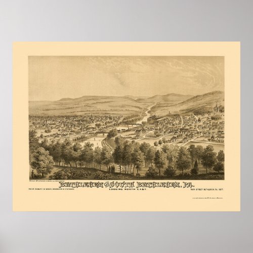 Bethlehem  South Bethlehem PA Panoramic Map 1877 Poster