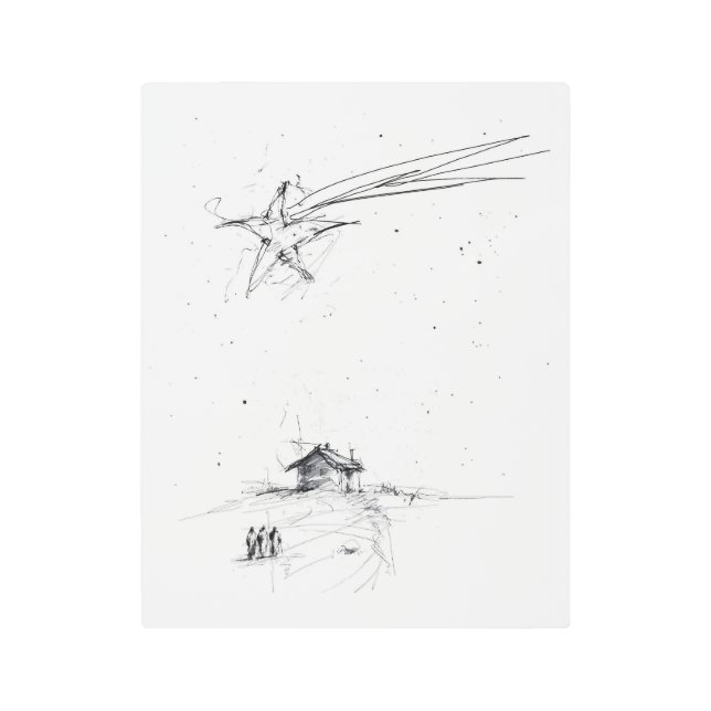 Bethlehem Star and Three Kings - Nativity Scene Metal Print (Front)