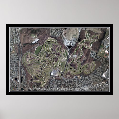 Bethpage State Park Golf Course NY Satellite Map Poster