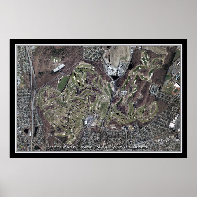 Bethpage State Park Golf Course NY Satellite Map Poster (Front)