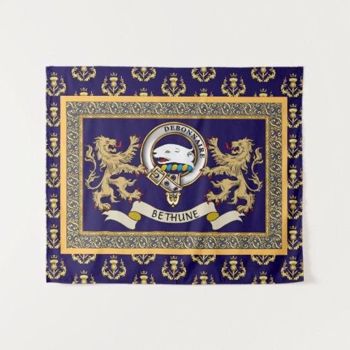 Bethune Clan Badge Personalized Blue Tapestry