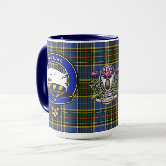 Bethune Clan Badge & Tartan Mug (Front Left)