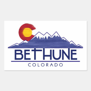 Bethune Colorado wood mountains rectangle sticker