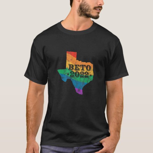 Beto 2022 LGBT Rainbow Texas Map Orourke Election  T_Shirt