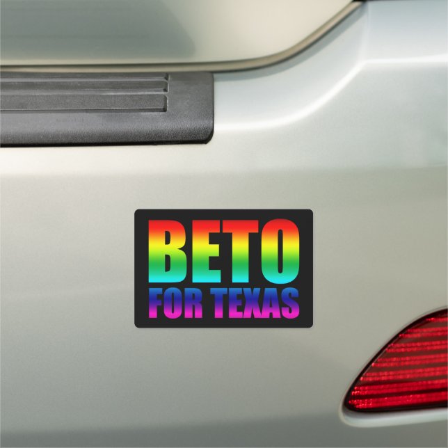 Beto For Texas rainbow black lgbtq gay pride Car Magnet (In Situ)