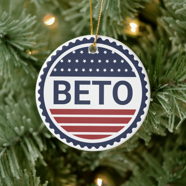 Beto Navy Blue Modern Flag 2022 Election Keepsake Ceramic Ornament (Tree)