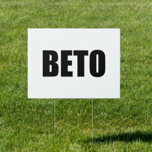 Beto O’Rourke blue and white modern typography Sign