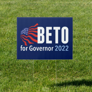 Beto O'Rourke for Governor 2022 Election Blue Yard Sign