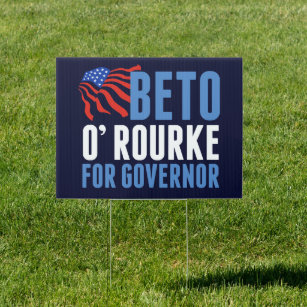 Beto O'Rourke for Governor 2022 Election Blue Yard Sign