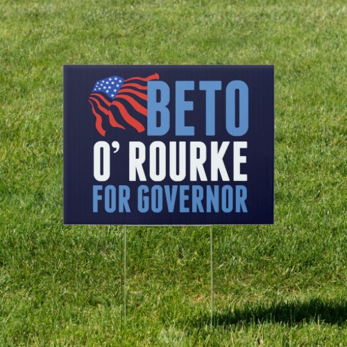 Beto ORourke for Governor 2022 Election Blue Yard Sign