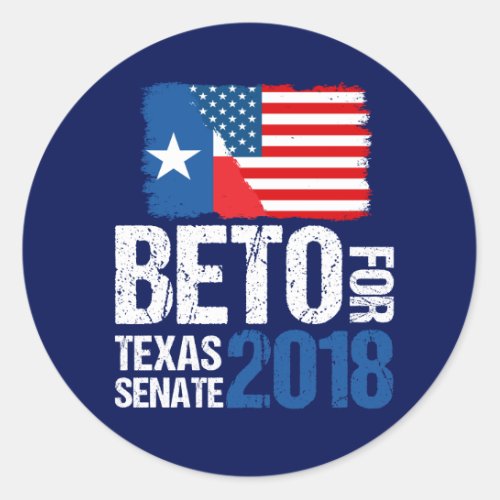 Beto ORourke for Texas Senate 2018 Election Classic Round Sticker