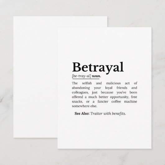 Betrayal Definition Funny Version (Front/Back)